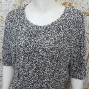 LOFT short Dolman sleeve cable knit gray Medium